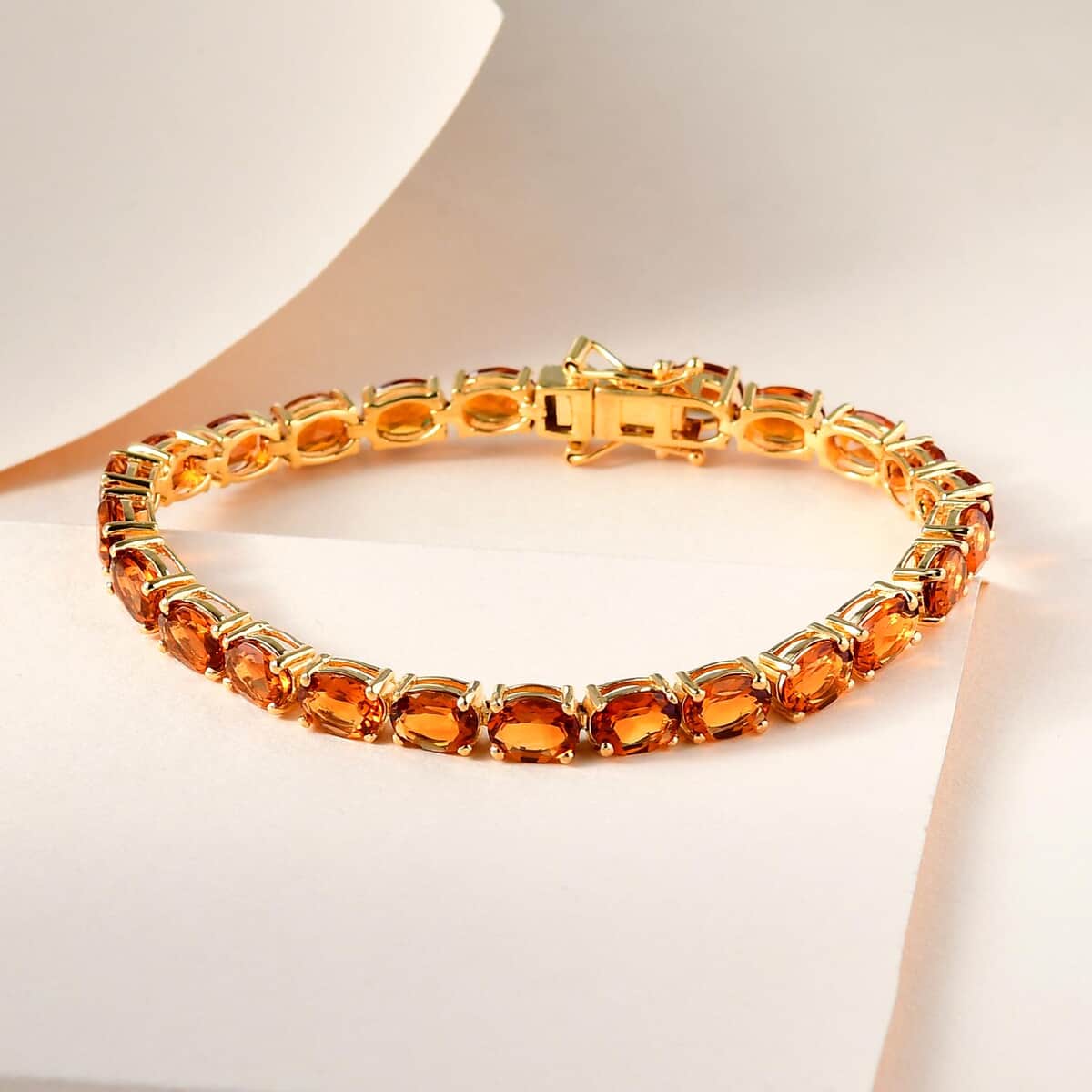 Santa Ana Madeira Citrine Tennis Bracelet in Vermeil Yellow Gold Over Sterling Silver (7.25 In) 17.35 ctw image number 1