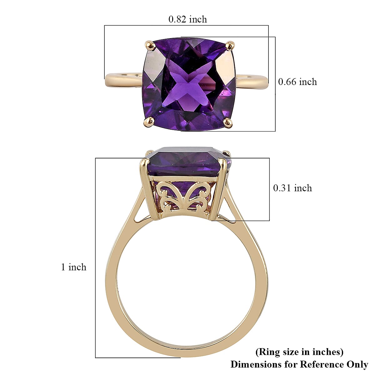 Luxoro 10K Yellow Gold AAA Mashamba Amethyst Solitaire Ring (Size 10.0) 5.25 ctw image number 5