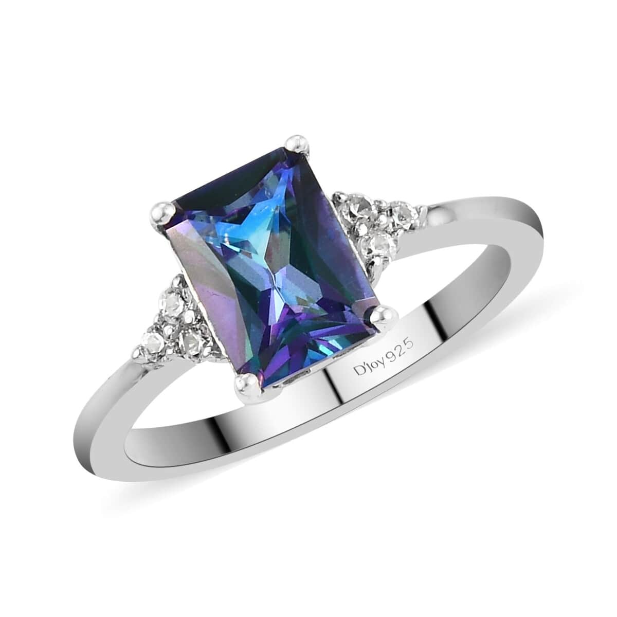 Blue Petalite and Natural White Zircon Ring in Platinum Over Sterling Silver 1.35 ctw image number 0