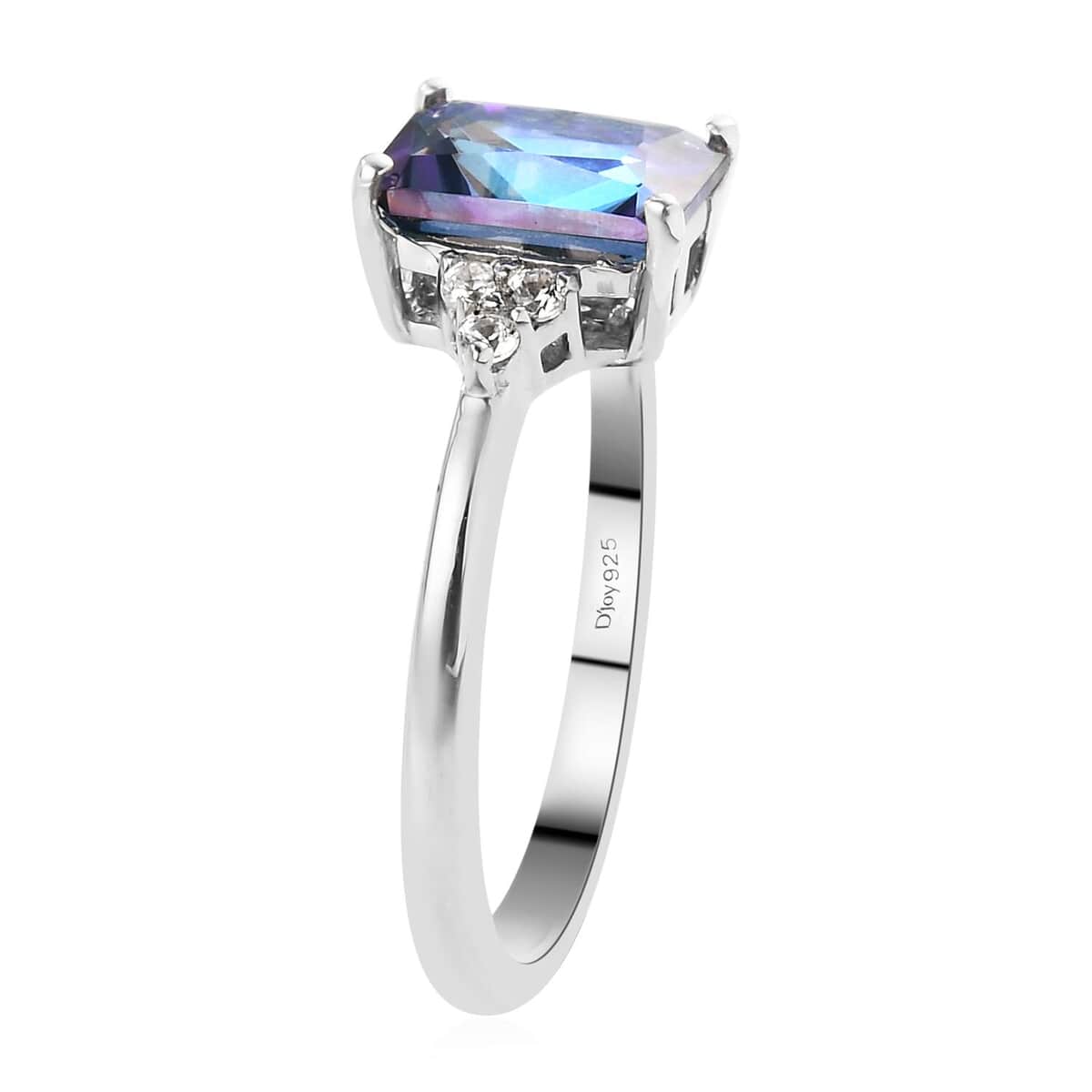 Brazilian Periwinkle Bloom Petalite and Natural White Zircon Ring in Platinum Over Sterling Silver (Size 10.0) 1.35 ctw image number 3
