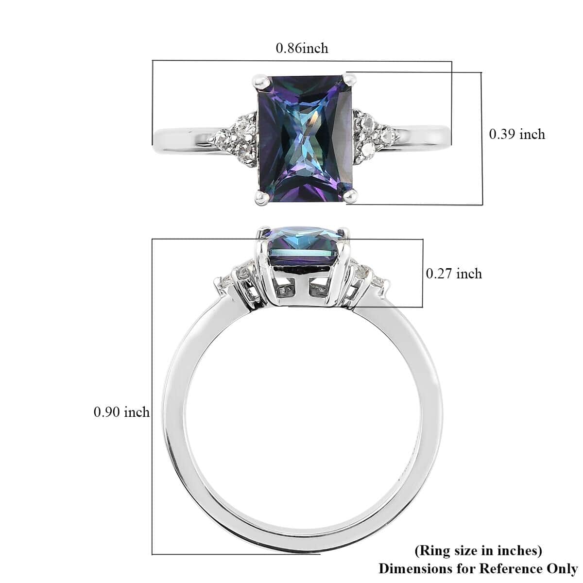 Blue Petalite and Natural White Zircon Ring in Platinum Over Sterling Silver 1.35 ctw image number 5