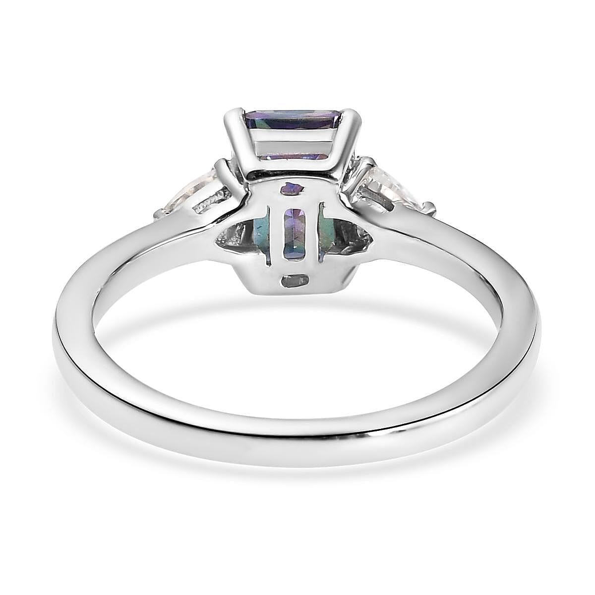 Brazilian Periwinkle Bloom Petalite and Natural White Zircon Ring in Platinum Over Sterling Silver (Size 9.0) 1.10 ctw image number 4