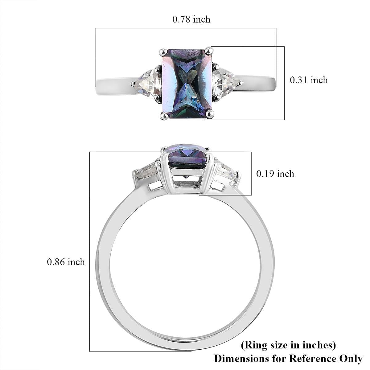 Brazilian Periwinkle Bloom Petalite and Natural White Zircon Ring in Platinum Over Sterling Silver (Size 9.0) 1.10 ctw image number 5