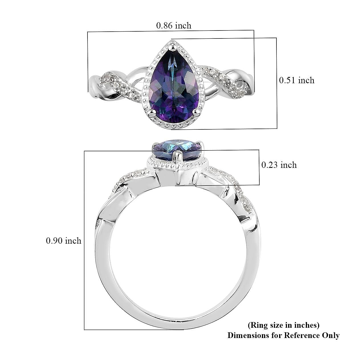 Blue Petalite and Natural White Zircon Ring in Sterling Silver 1.10 ctw image number 5
