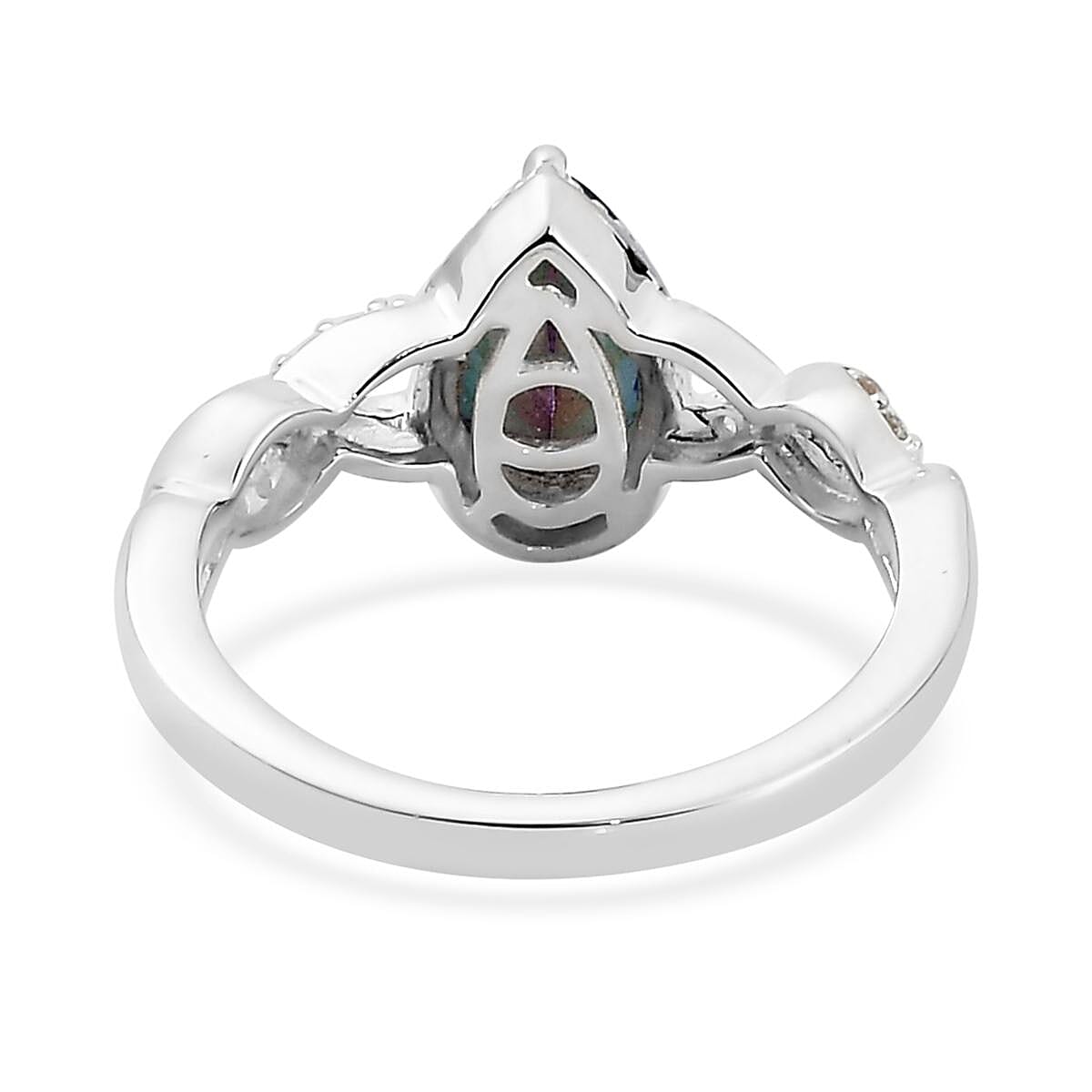 Brazilian Periwinkle Bloom Petalite and Natural White Zircon Ring in Sterling Silver (Size 9.0) 1.10 ctw image number 4