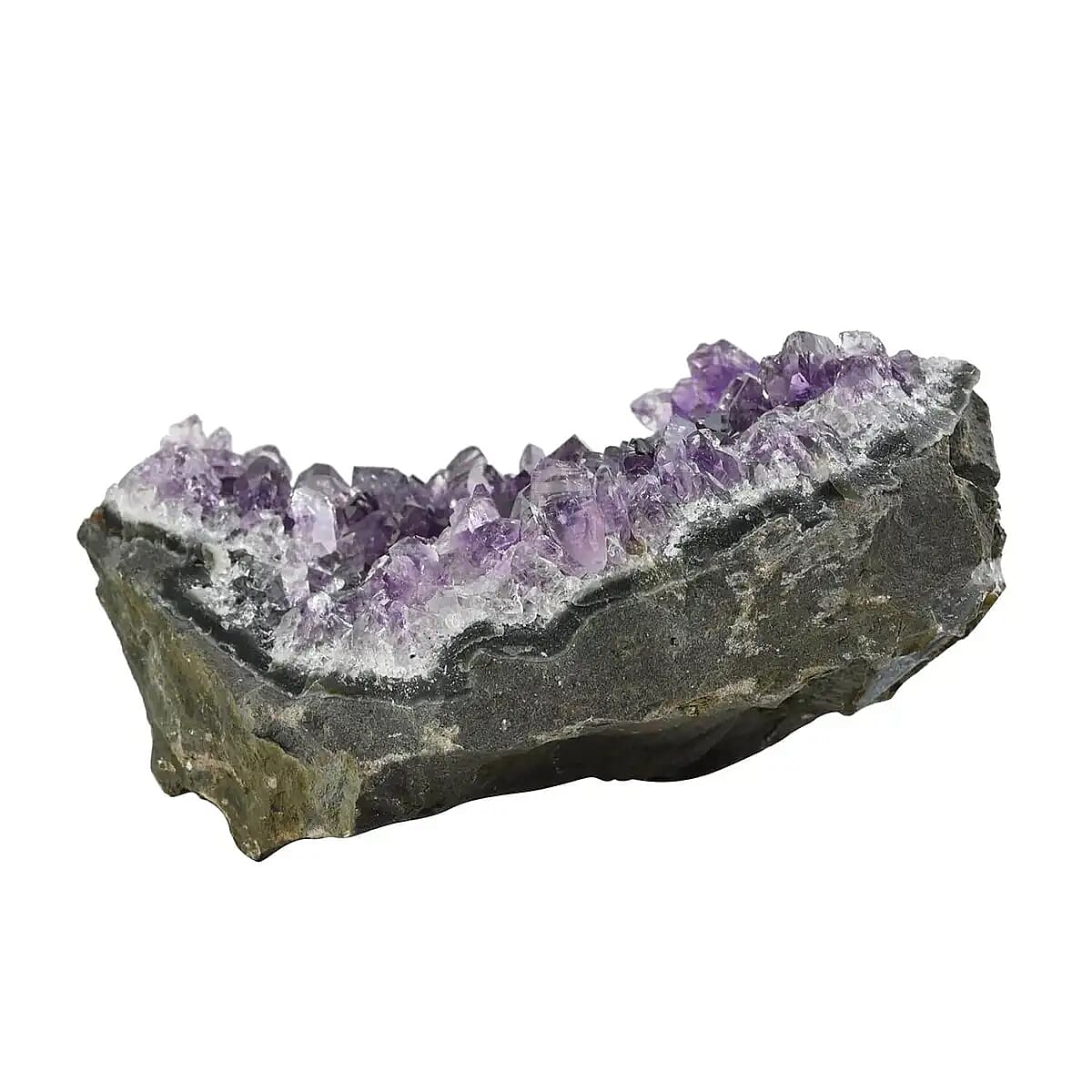 Amethyst Cut Base -XS (Approx. 775ctw), Rainbow Amethyst Crystal Geode For Living Room Side Table Decor, Decorative Gems