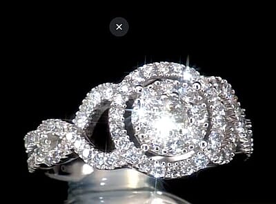 NY Closeout Diamond G-H I2 1.00 ctw Cluster Ring in 10K White Gold (Size 7.0) 4.40 Grams