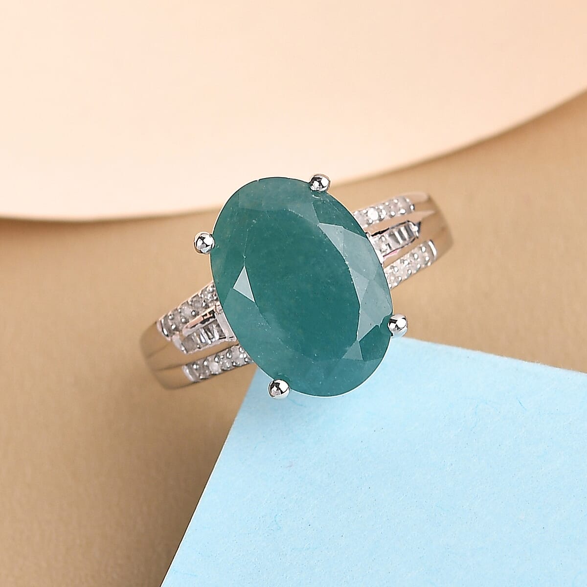 Premium Grandidierite and Diamond Ring in Platinum Over Sterling Silver (Size 7.0) 6.65 ctw image number 1