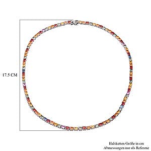 Multi Sapphire 24.15 ctw Necklace in Platinum Over Sterling Silver 18 Inches (17 g)