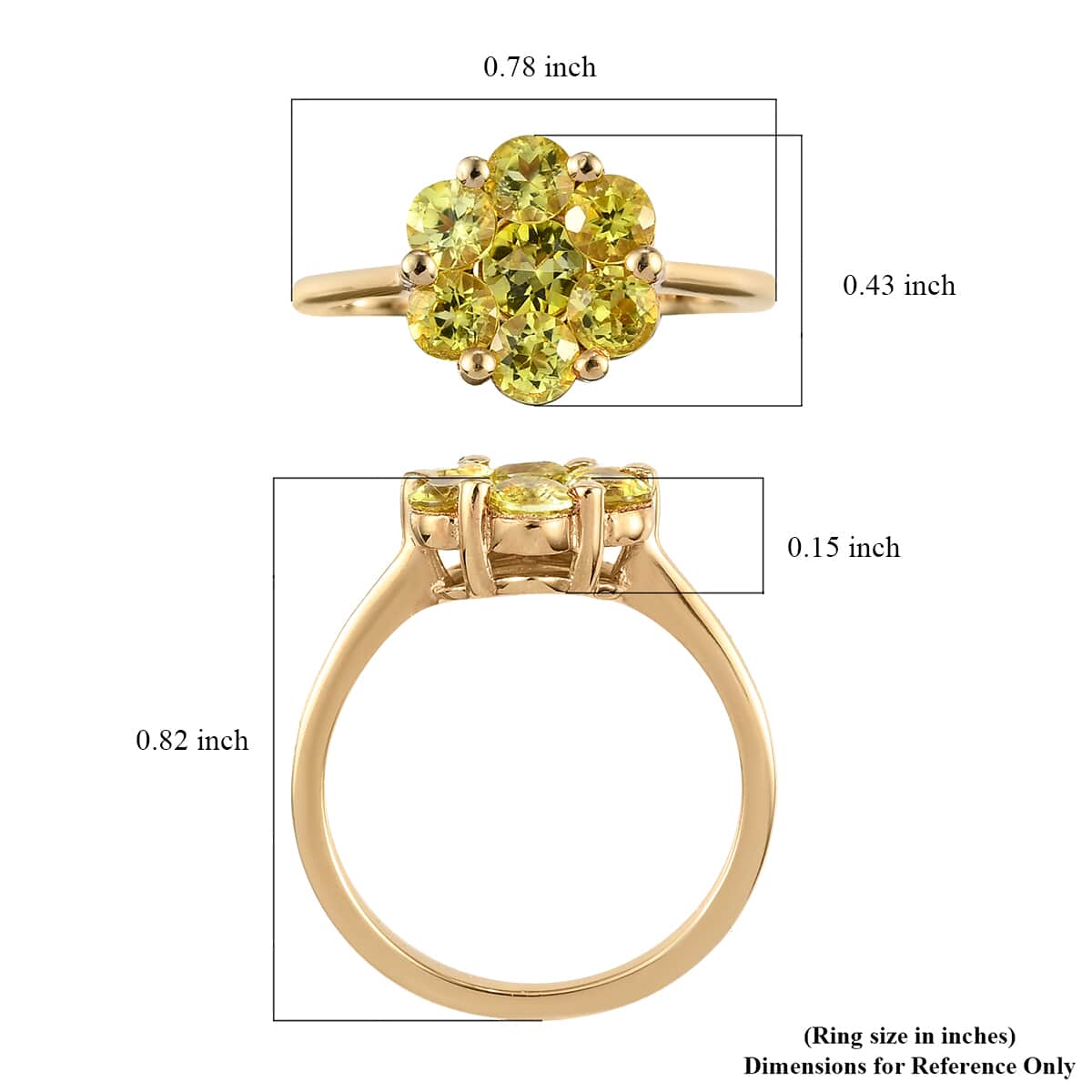 AAA Natural Tanzanian Canary Tourmaline Pressure Set Ring in Vermeil Yellow Gold Over Sterling Silver (Size 7.0) 1.25 ctw image number 5