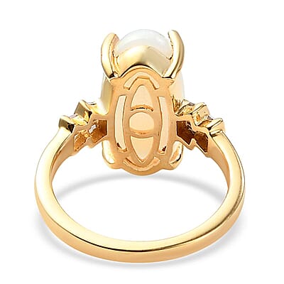 Premium Ethiopian Welo Opal and Diamond Ring in Vermeil Yellow Gold Over Sterling Silver (Size 10.0) 3.15 ctw