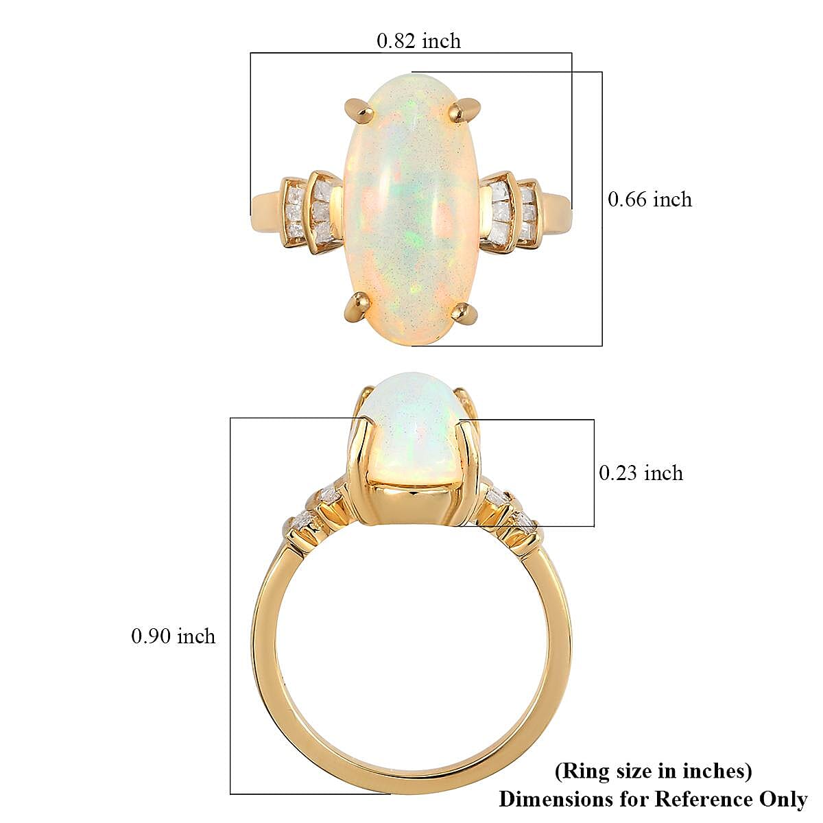 Premium Ethiopian Welo Opal and Diamond Ring in Vermeil Yellow Gold Over Sterling Silver (Size 10.0) 3.15 ctw