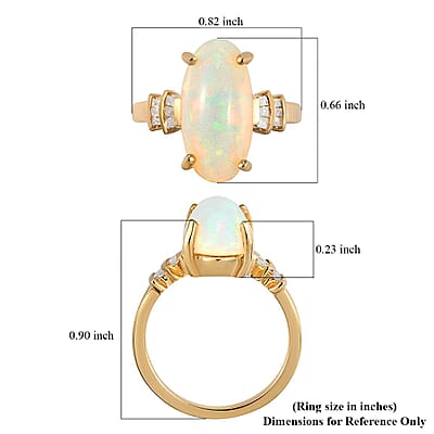 Premium Ethiopian Welo Opal and Diamond Ring in Vermeil Yellow Gold Over Sterling Silver (Size 10.0) 3.15 ctw