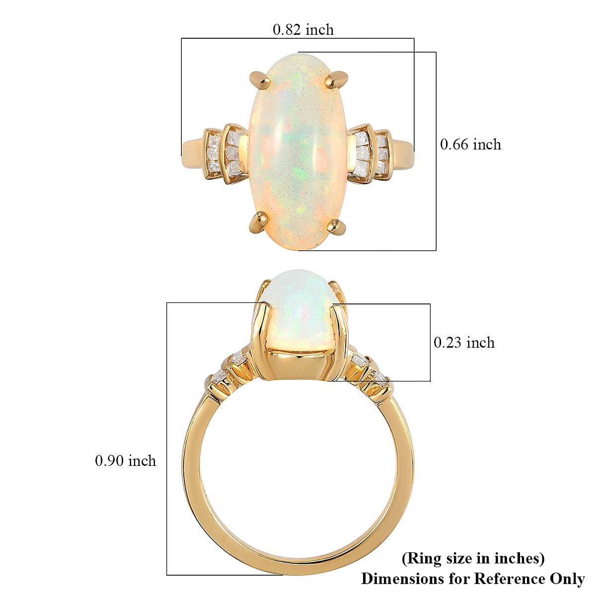 Premium Ethiopian Welo Opal and Diamond Ring in Vermeil Yellow Gold Over Sterling Silver (Size 8.0) 3.15 ctw image number 5