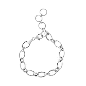 Artisan Crafted Link Bracelet For Women in Platinum Plated Sterling Silver 7.25-8.00 Inches