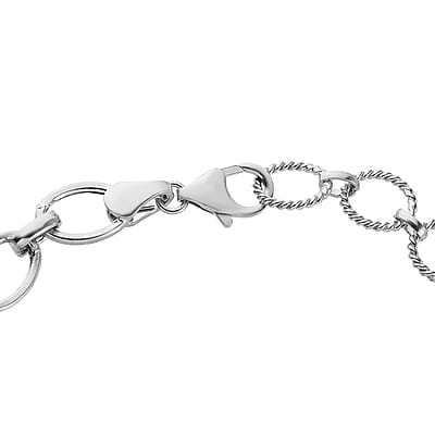 Artisan Crafted Link Bracelet For Women in Platinum Plated Sterling Silver 7.25-8.00 Inches