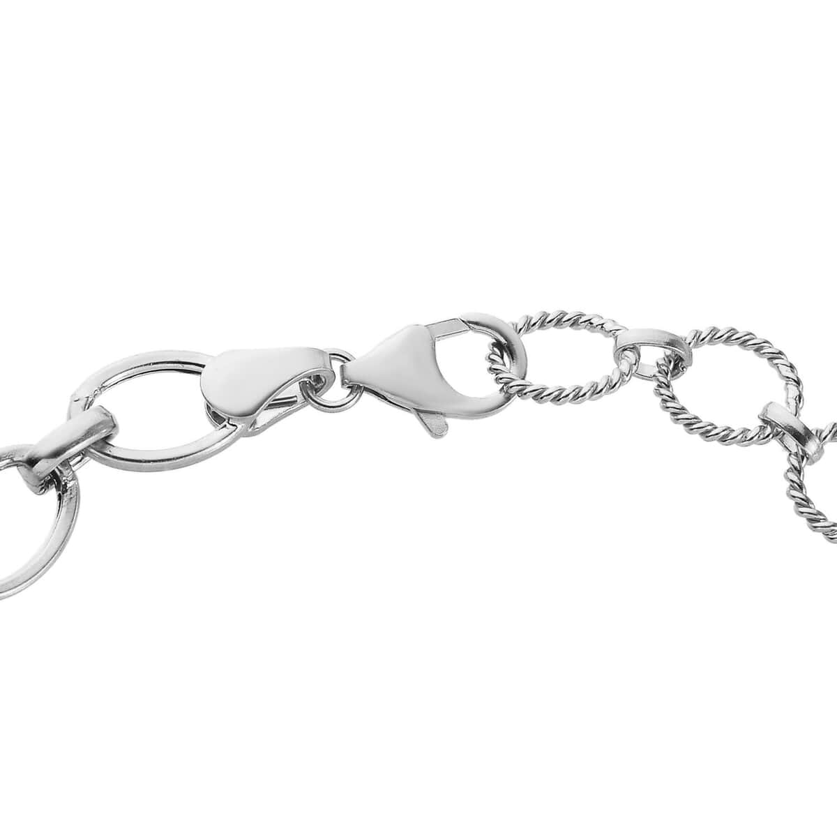 Artisan Crafted Link Bracelet For Women in Platinum Plated Sterling Silver 7.25-8.00 Inches image number 3