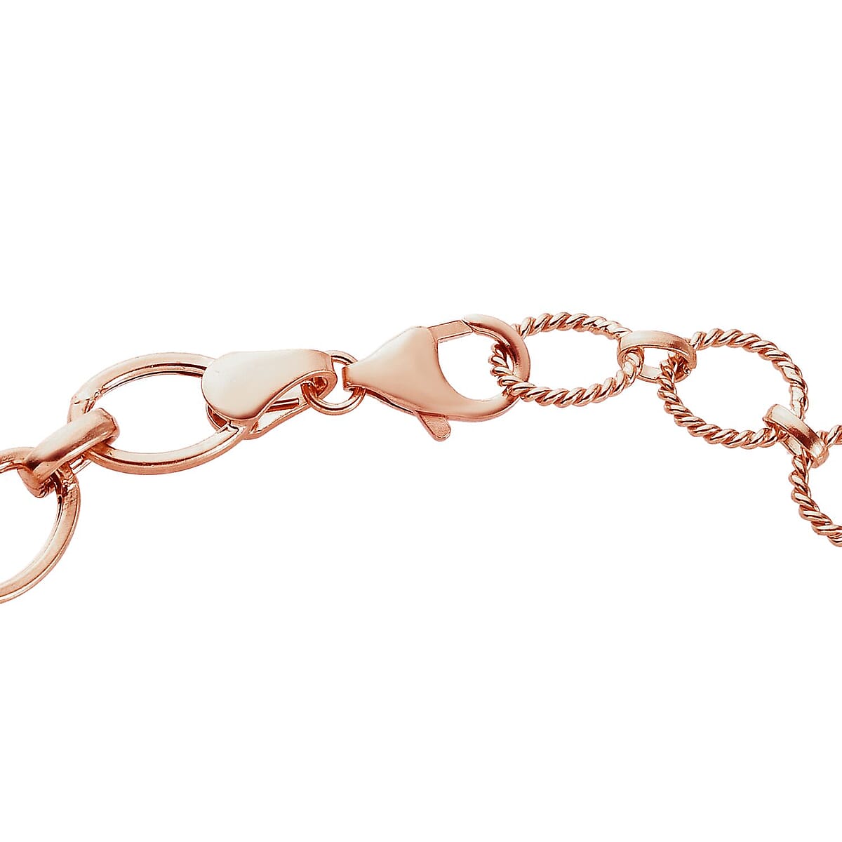 Artisan Crafted Link Bracelet For Women 14K Rose Gold Plated Sterling Silver 7.25-8.00 Inches image number 3