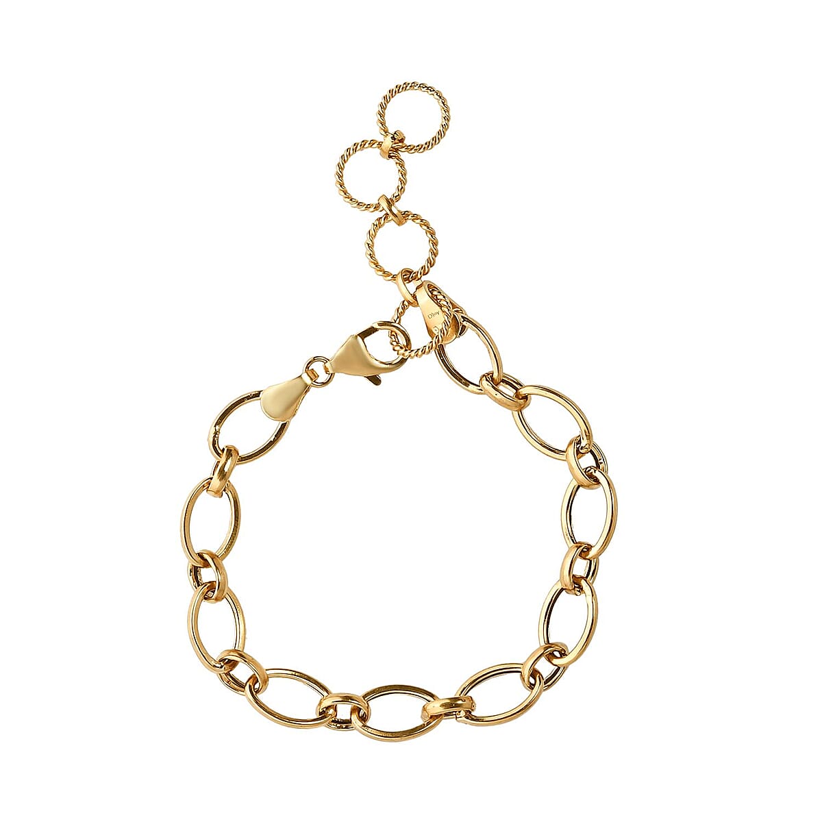 Artisan Crafted Link Bracelet For Women in 14K Yellow Gold Plated Sterling Silver 7.25-8.00 Inches image number 0