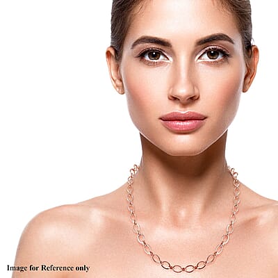 Artisan Crafted 14K Rose Gold Over Sterling Silver Link Necklace 24 Inches 13.90 Grams
