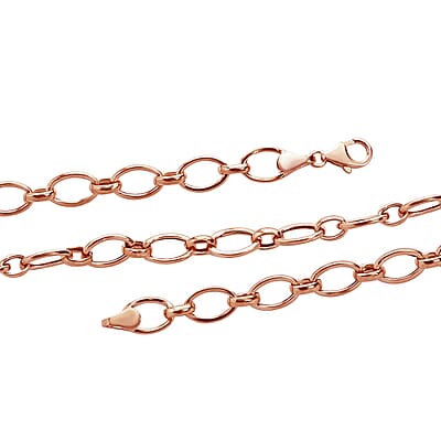 Artisan Crafted 14K Rose Gold Over Sterling Silver Link Necklace 24 Inches 13.90 Grams