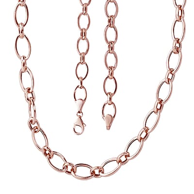 Artisan Crafted 14K Rose Gold Over Sterling Silver Link Necklace 24 Inches 13.90 Grams