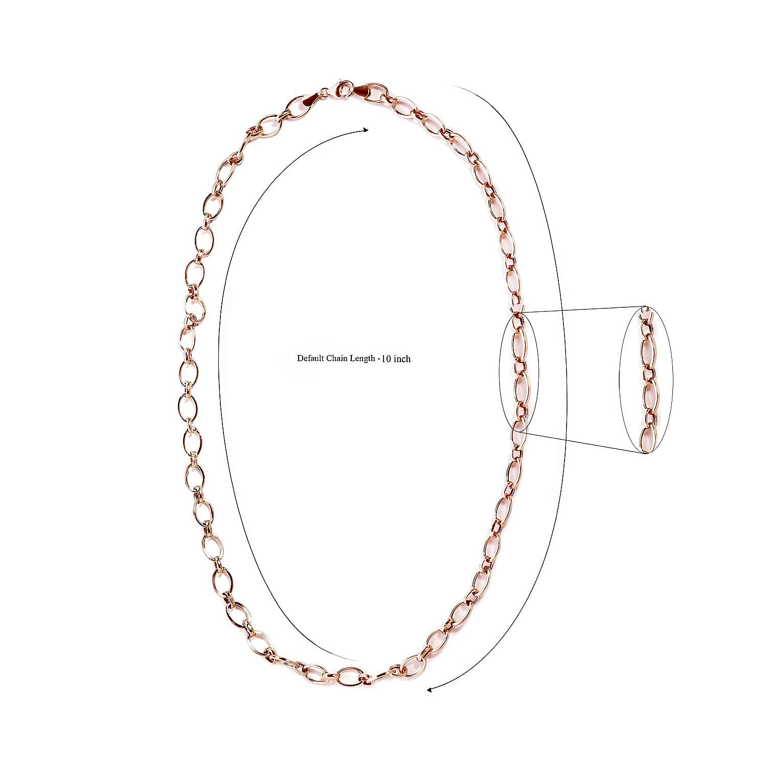 Artisan Crafted 14K Rose Gold Over Sterling Silver Link Necklace 24 Inches 13.90 Grams
