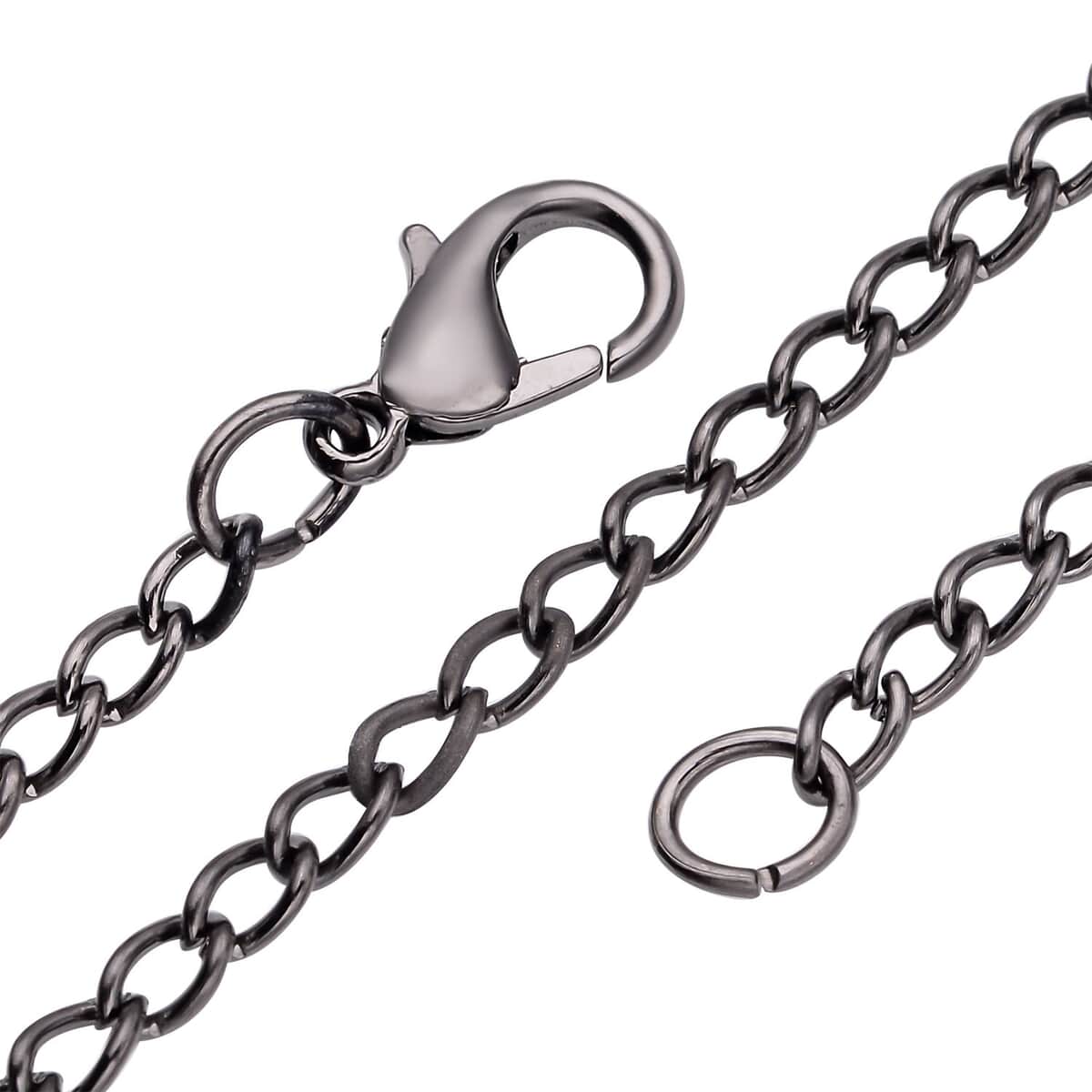 Strada Japanese Movement 3D Printing Ram Pattern Pocket Watch in ION Plated Black Stainless Steel Paper Clip Chain (28-31 Inches) image number 6
