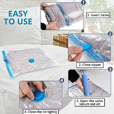 Vacuum Compression Storage Bags with Hand Pump - 5 Packs in 2 Sizes