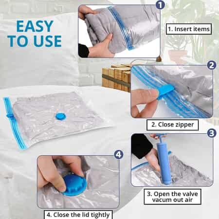 6 Pack Vacuum Storage Sealer Bag with Pump Compressed Space