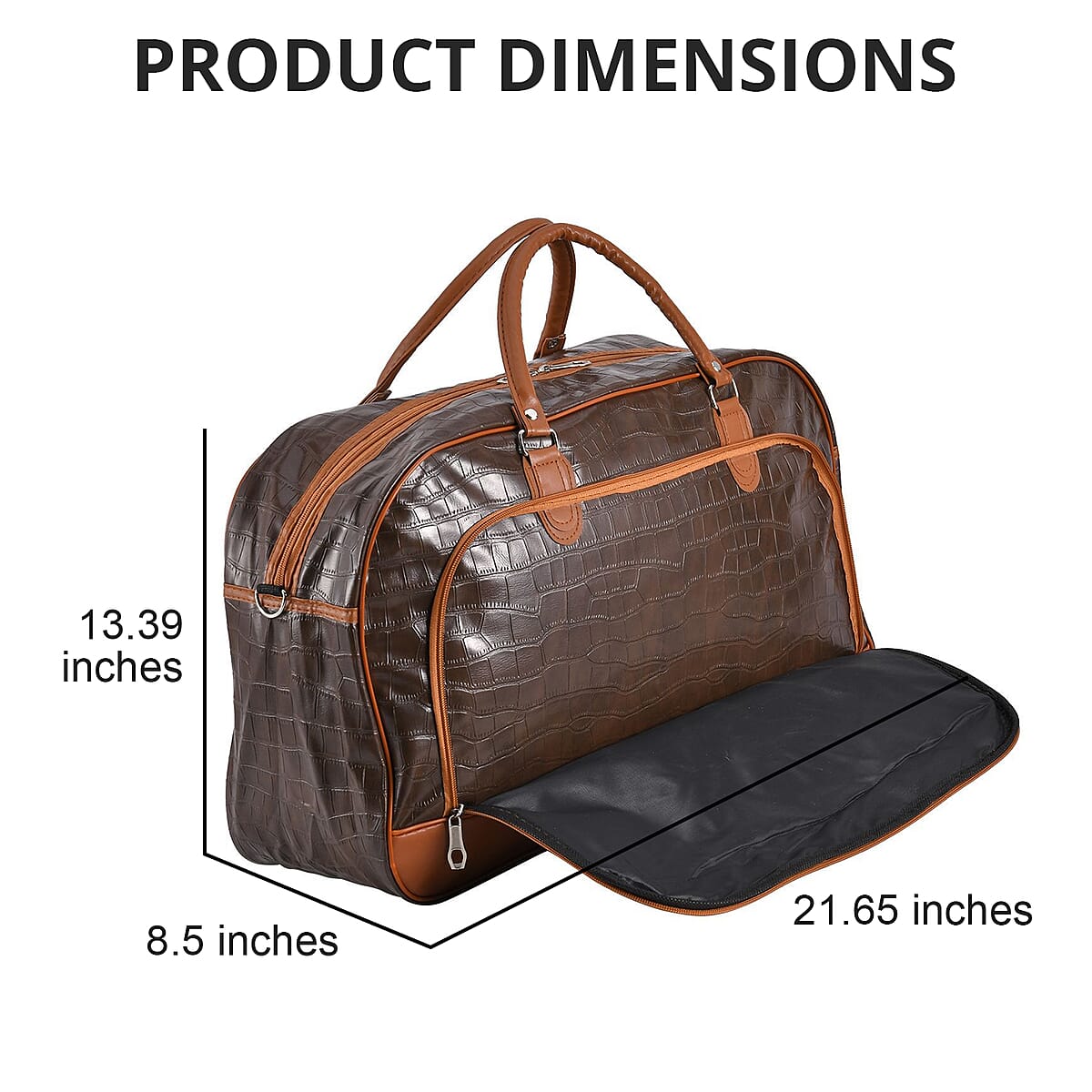 Passage Coffee Crocodile Embossed Faux Leather Travel Tote Bag for Women with Shoulder Strap , Women's Tote , Designer Tote Bags , Tote Handbags , Ladies Purse image number 4