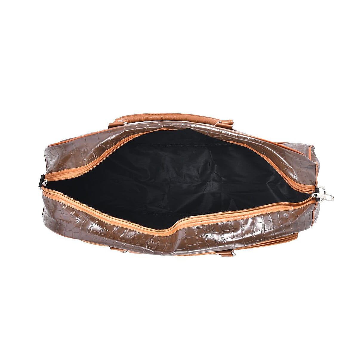 Passage Coffee Crocodile Embossed Faux Leather Travel Tote Bag for Women with Shoulder Strap , Women's Tote , Designer Tote Bags , Tote Handbags , Ladies Purse image number 5