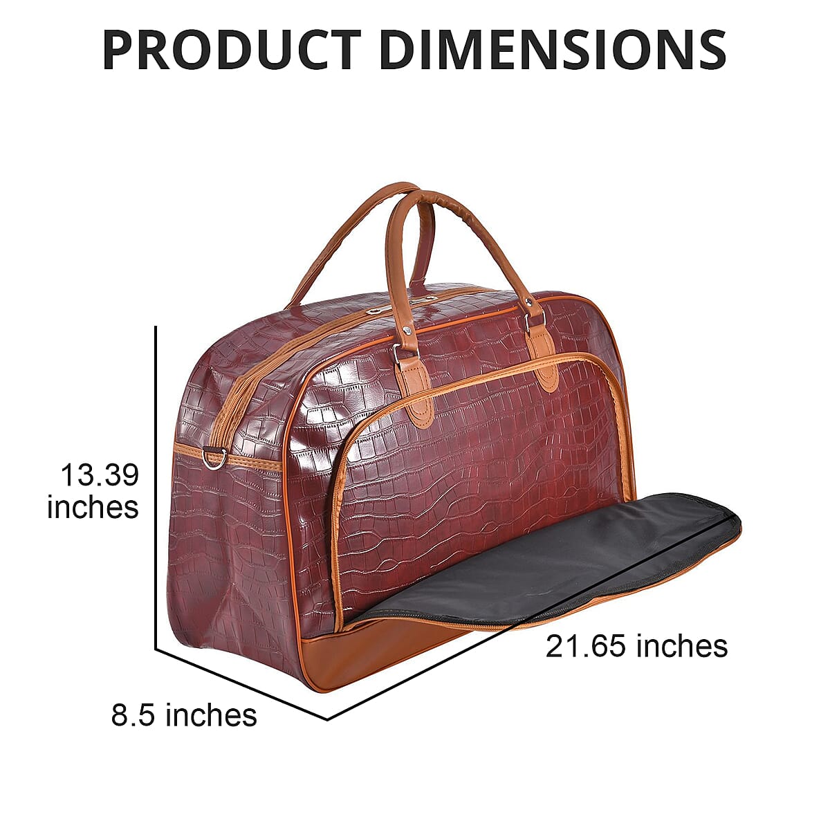 Passage Burgundy Crocodile Embossed Faux Leather Travel Tote Bag for Women with Shoulder Strap , Women's Tote , Designer Tote Bags , Tote Handbags , Ladies Purse image number 4