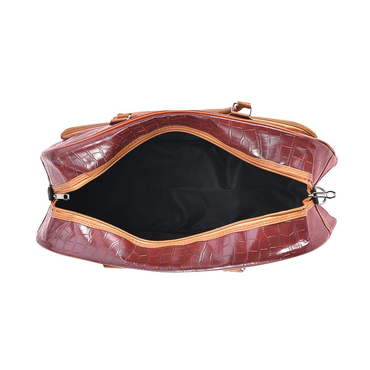 Passage Burgundy Crocodile Embossed Faux Leather Travel Tote Bag for Women with Shoulder Strap , Women's Tote , Designer Tote Bags , Tote Handbags , Ladies Purse image number 5