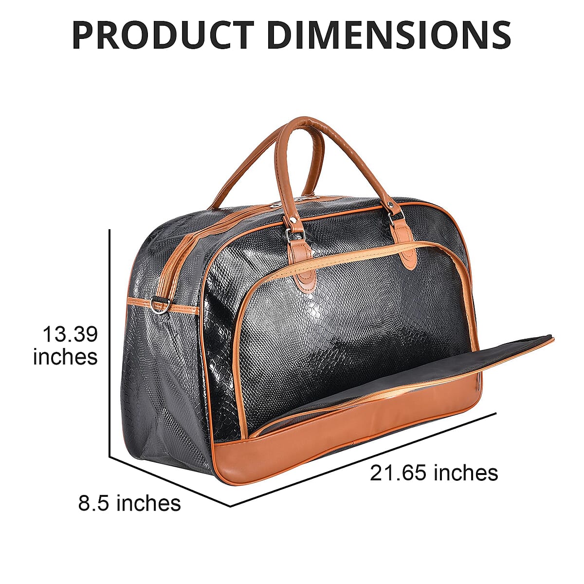 Passage Black Crocodile Embossed Faux Leather Travel Tote Bag for Women with Shoulder Strap | Women's Tote | Designer Tote Bags | Tote Handbags | Ladies Purse image number 4