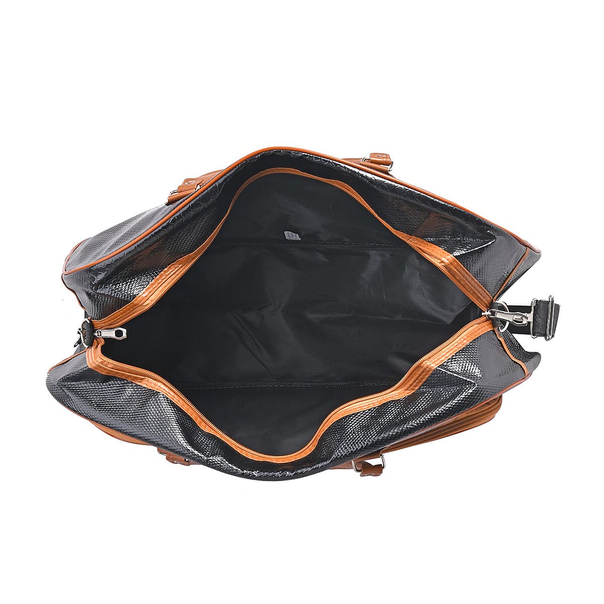 Passage Black Crocodile Embossed Faux Leather Travel Tote Bag for Women with Shoulder Strap | Women's Tote | Designer Tote Bags | Tote Handbags | Ladies Purse image number 5