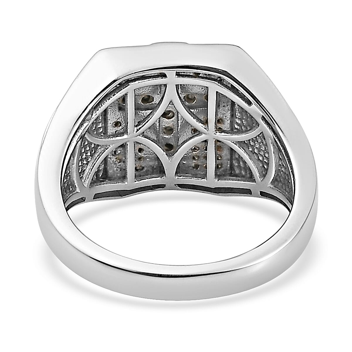 Blue and Yellow Diamond (IR) Men's Ring in Platinum Over Sterling Silver (Size 10.0) 0.50 ctw image number 4