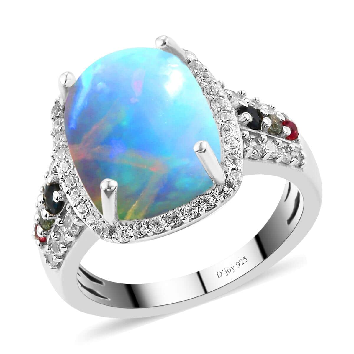 Premium Ethiopian Welo Opal, Multi Gemstone Ring in Platinum Over Sterling Silver (Size 6.0) 4.15 ctw image number 0