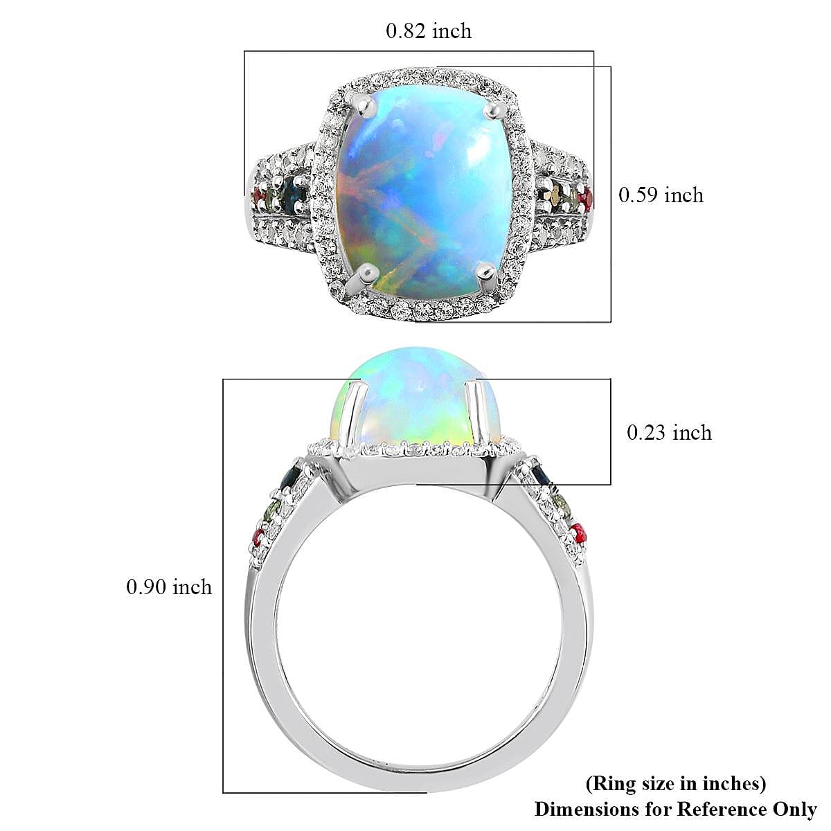 Premium Ethiopian Welo Opal and Multi Gemstone 4.15 ctw Ring in Platinum Over Sterling Silver (Size 10.0)