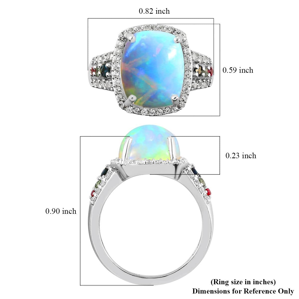 Premium Ethiopian Welo Opal, Multi Gemstone Ring in Platinum Over Sterling Silver (Size 6.0) 4.15 ctw image number 5