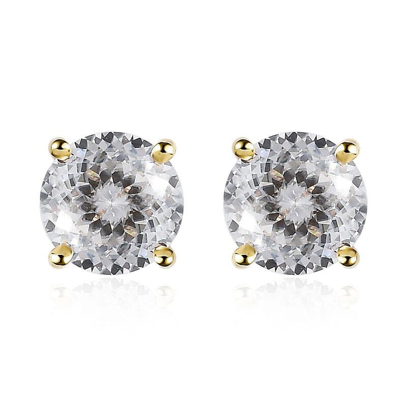 Luxoro 10K Yellow Gold Moissanite 1.60 ctw Solitaire Stud Earrings, 120 Facet Moissanite, Gold Solitaire Earrings, Moissanite Gold Studs
