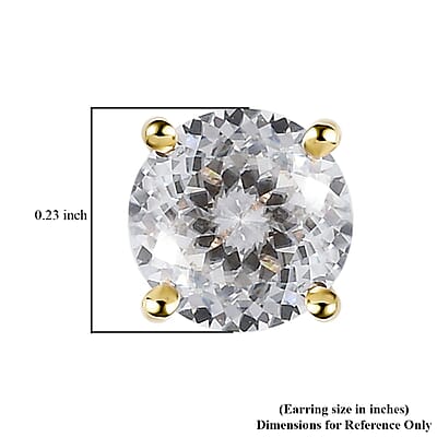 Luxoro 10K Yellow Gold Moissanite 1.60 ctw Solitaire Stud Earrings, 120 Facet Moissanite, Gold Solitaire Earrings, Moissanite Gold Studs