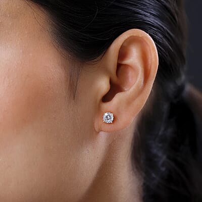 Luxoro 10K Yellow Gold Moissanite 1.60 ctw Solitaire Stud Earrings, 120 Facet Moissanite, Gold Solitaire Earrings, Moissanite Gold Studs