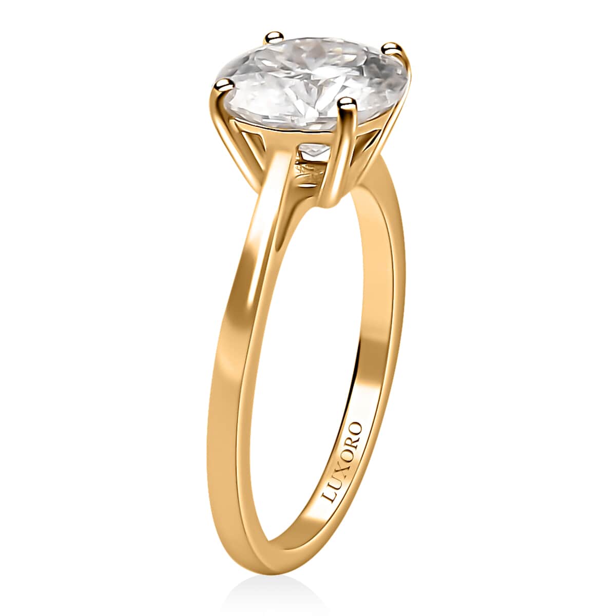 10K Yellow Gold 120 Facet Moissanite Solitaire Ring, Promise Ring For Women (Size 10.0) 1.85 ctw image number 3