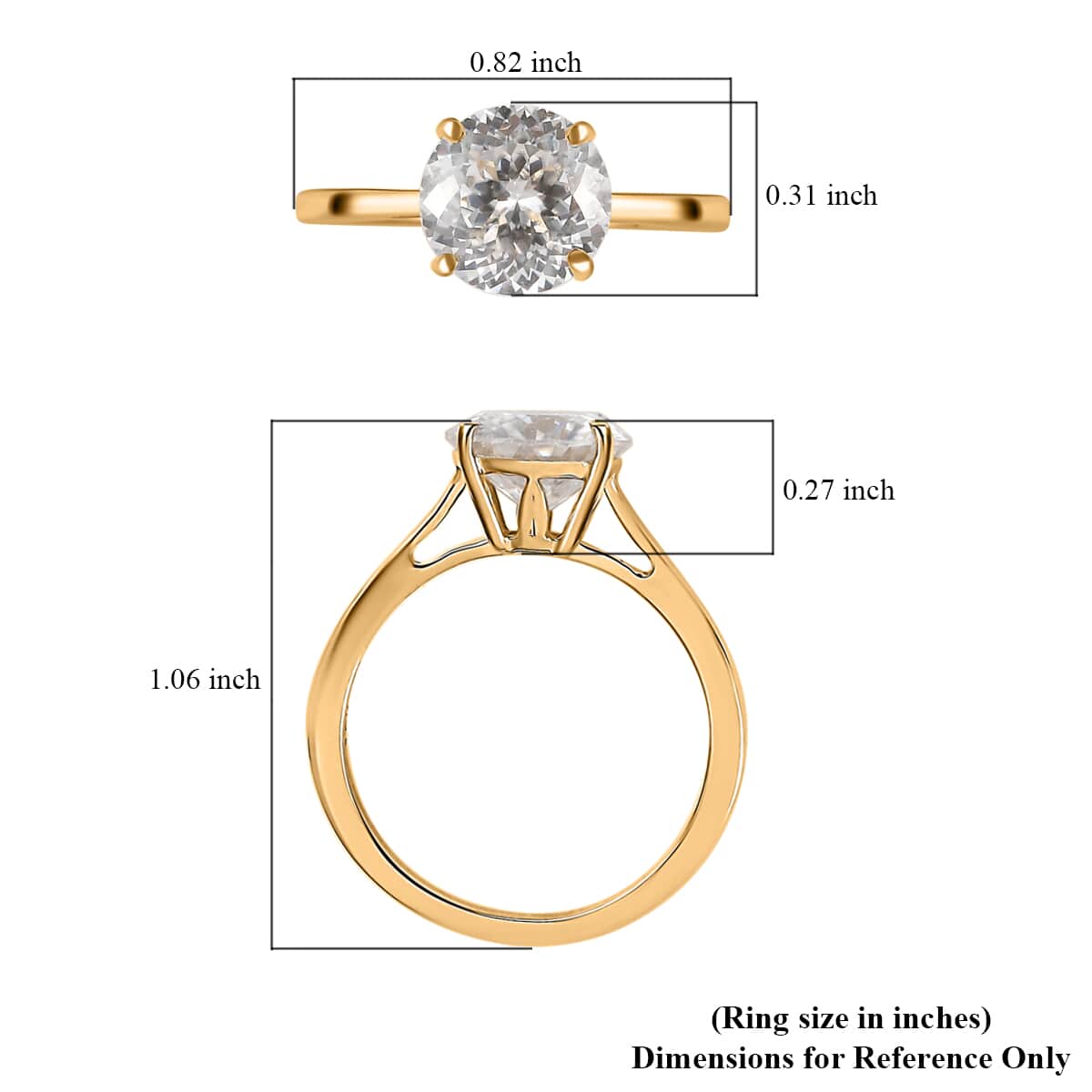 10K Yellow Gold 120 Facet Moissanite Solitaire Ring, Promise Ring For Women (Size 10.0) 1.85 ctw image number 5