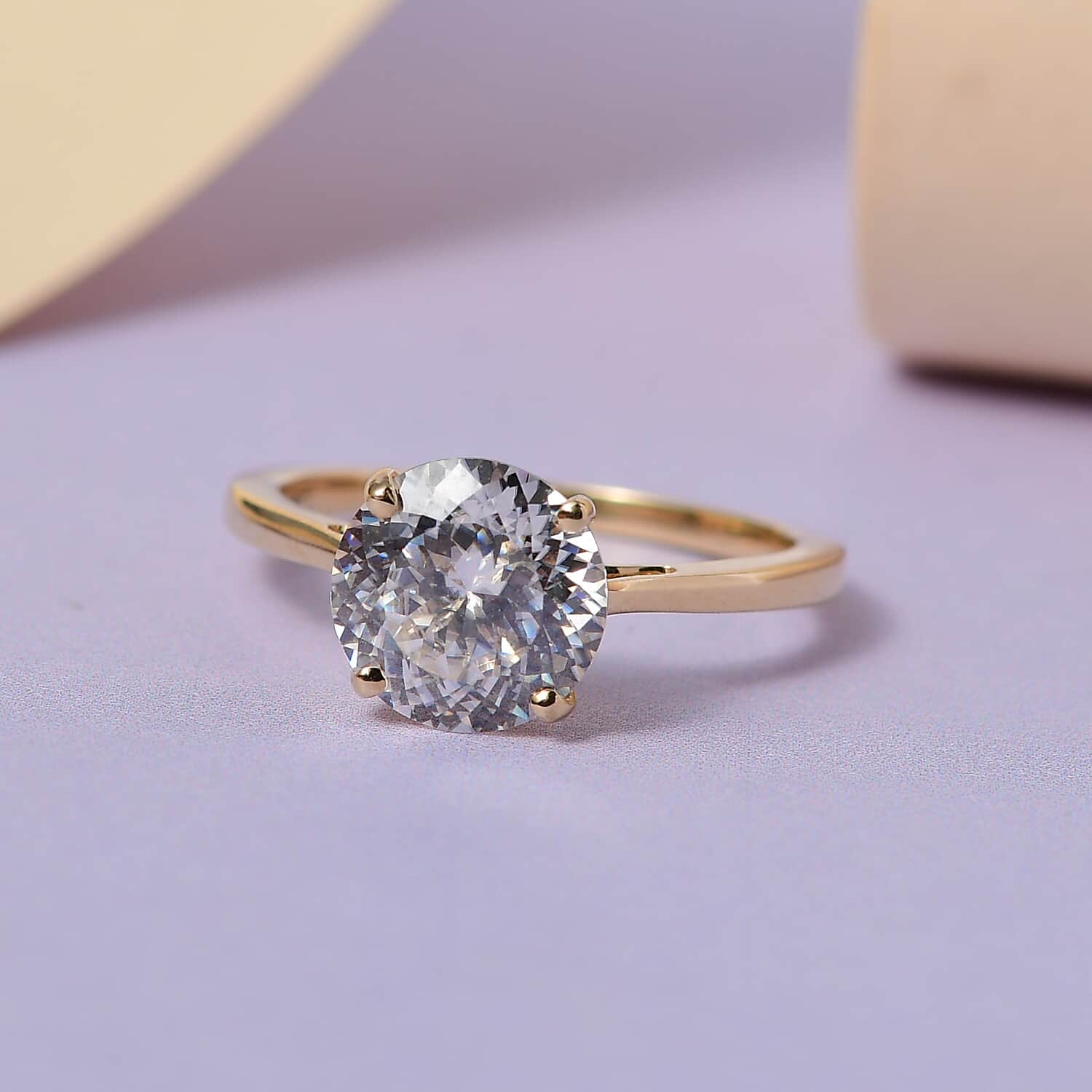 Buy 10K Yellow Gold 120 Facet Moissanite Solitaire Ring, Promise