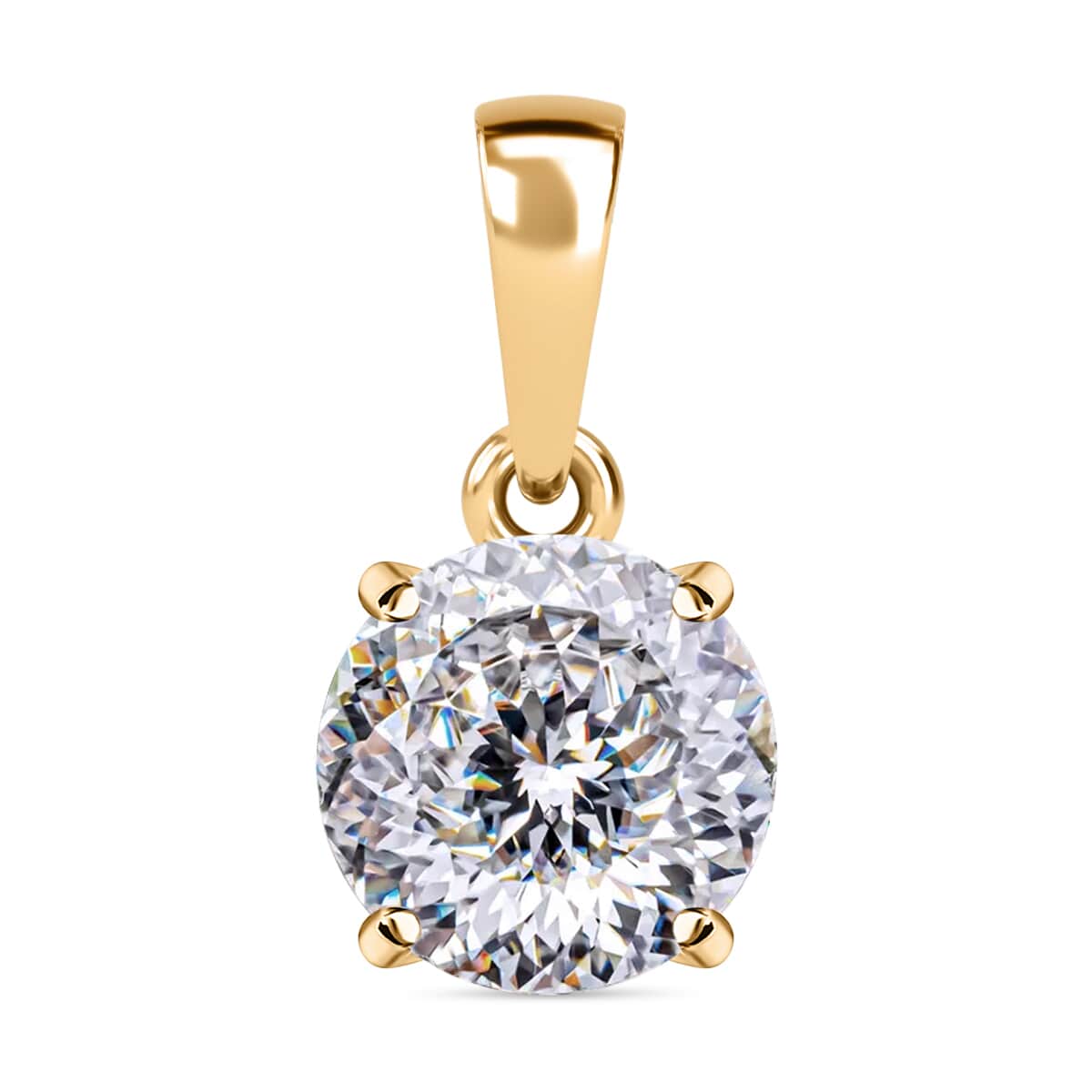 10K Yellow Gold 120 Facet Moissanite Pendant, Gold Solitaire Pendant, Anniversary Gifts 1.80 ctw image number 0