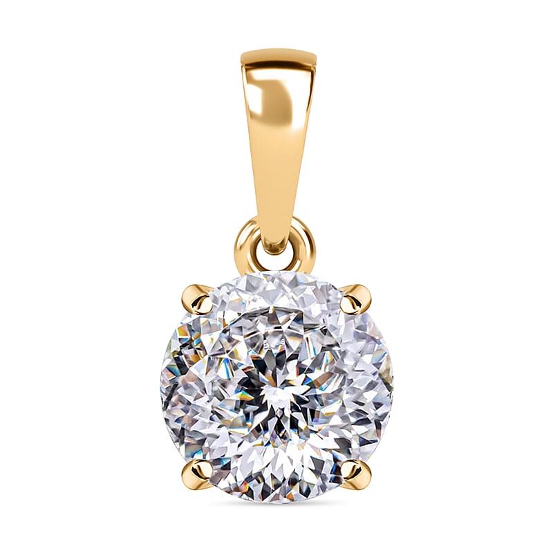 10K Yellow Gold 120 Facet Moissanite 1.80 ctw Pendant, Gold Solitaire Pendant, Anniversary Gifts