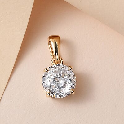 10K Yellow Gold 120 Facet Moissanite 1.80 ctw Pendant, Gold Solitaire Pendant, Anniversary Gifts