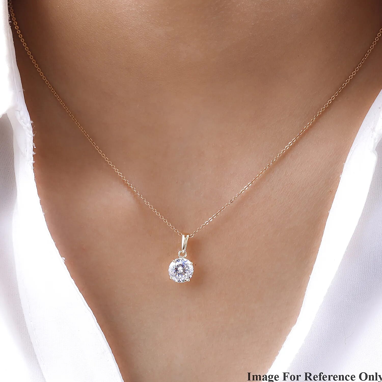 10K Yellow Gold 120 Facet Moissanite 1.80 ctw Pendant, Gold Solitaire Pendant, Anniversary Gifts